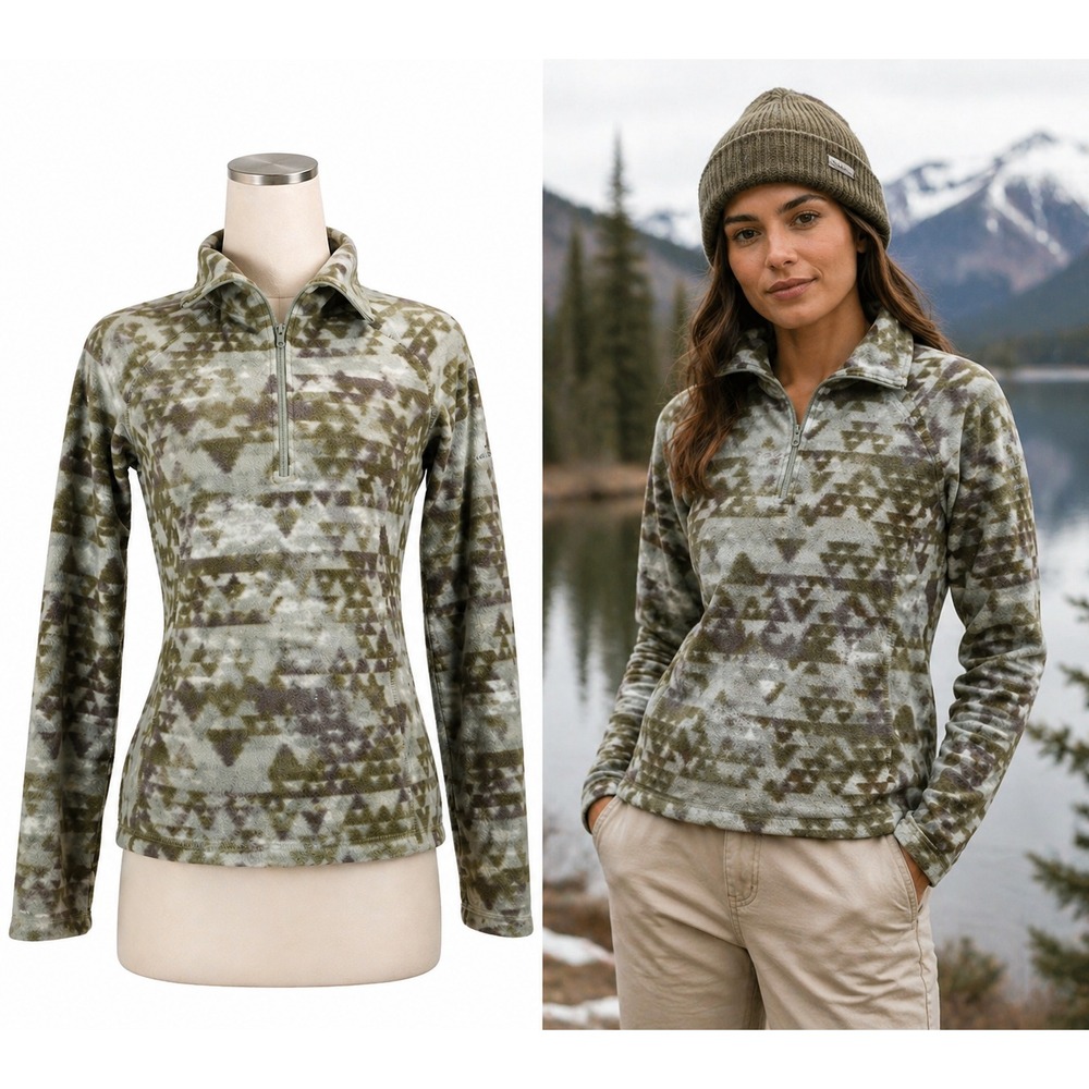 Columbia Fleece Quarter-Zip Pullover Jacket Outdoors Hiking Fall Trends Size XS